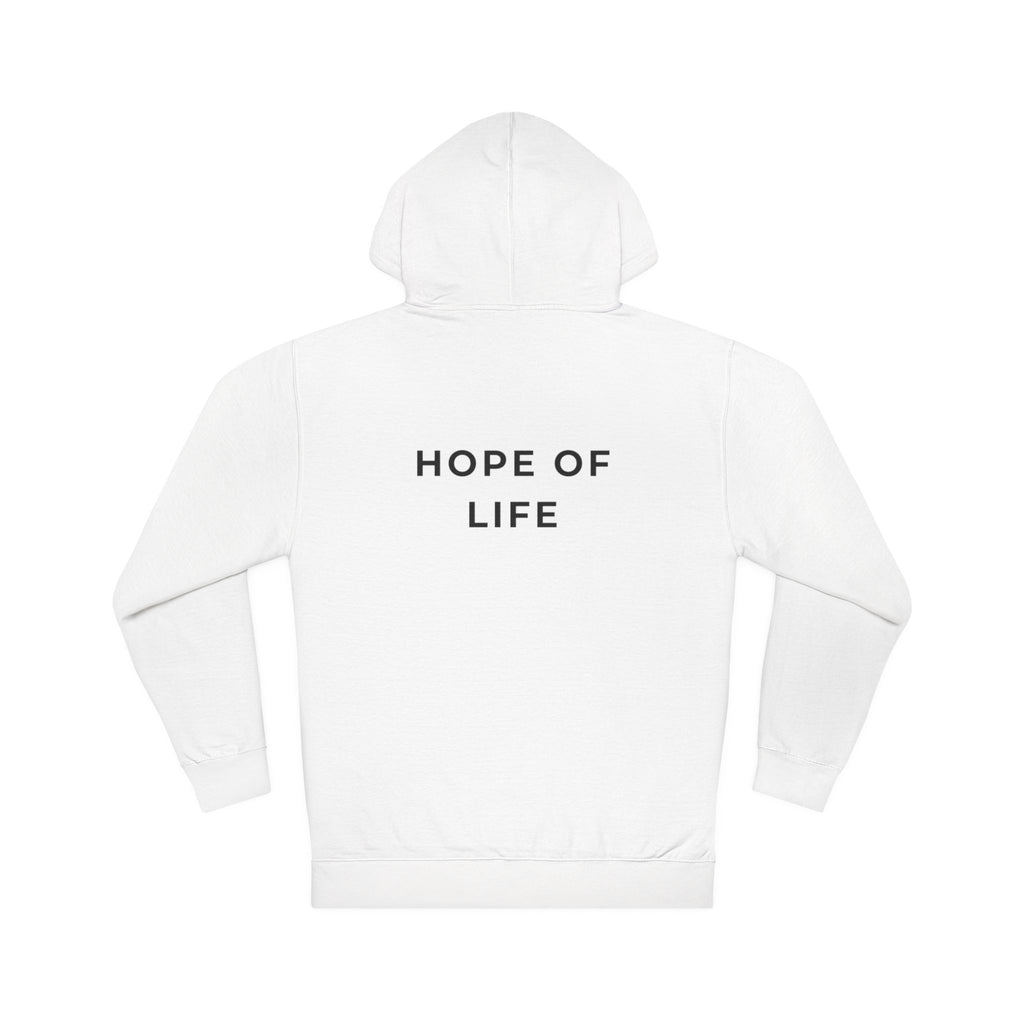 Hope of Life Hoodie — Minimal Text White Pullover